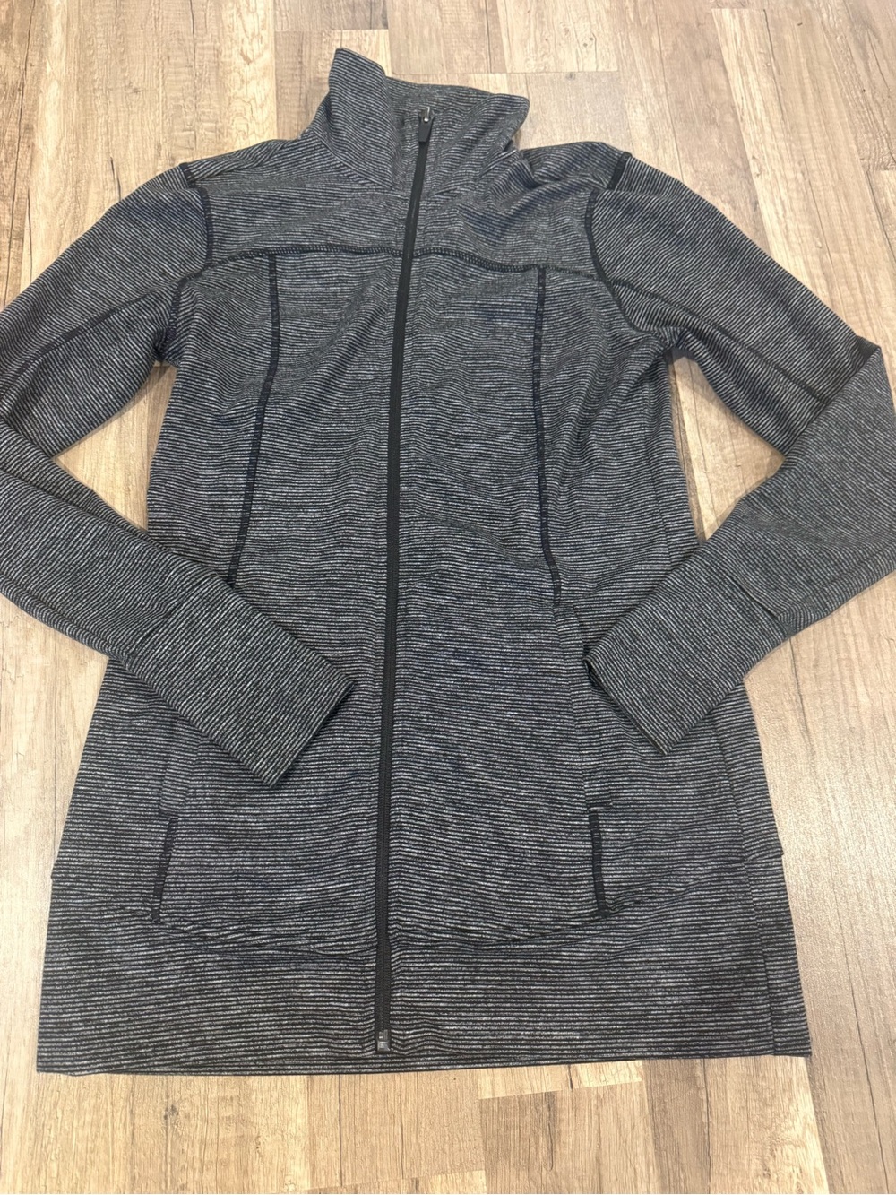 Old Navy Black Heathered Zip-Front Long Sleeve Top